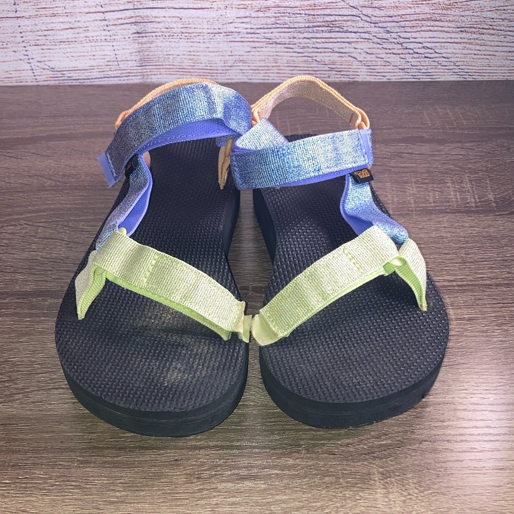 EUC Teva Midform Universal Women's Metallic Blue Multi Casual Lifestyle Sandals8